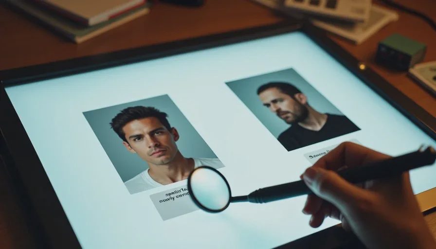 Loupe over scar above eyebrow in S1 frame beside S2 profile frame.